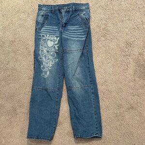 Stylish Blue women’s Jeans with Embroidered Design
